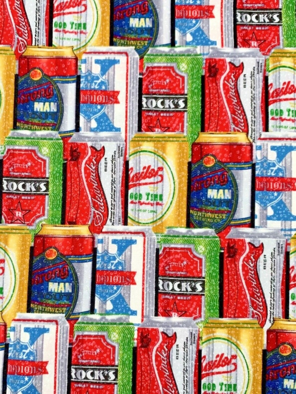 Man Cave Fabric Beer Cans 6 pack Kanvas Studio Benartex 2 Yards + 9“ Cotton